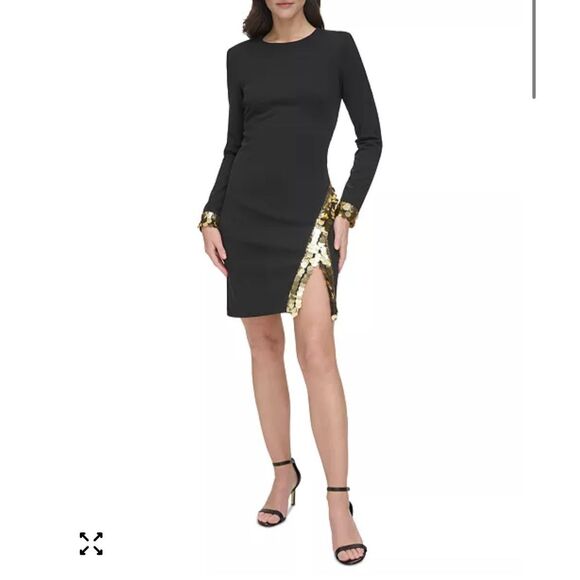 $179 Vince Camuto Long Sleeve Sequin Jersey Minidress size 8 m9 - Picture 1 of 8